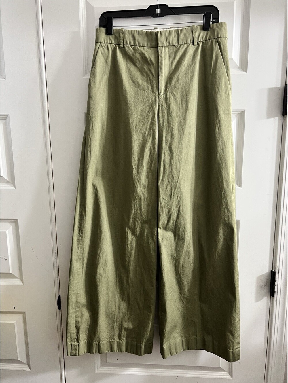 J. Crew Olive Wide Leg High Rise Cotton Trousers Pants Women Size 10 Chino